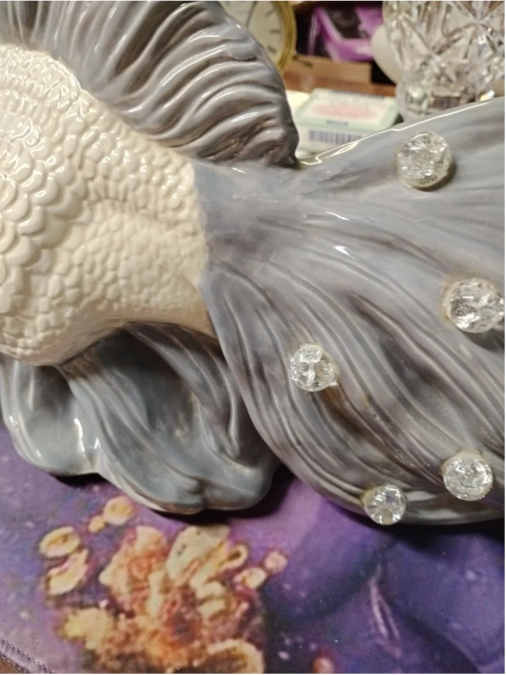Vintage 1953 Brest MFG Co gray wave koi fish lamp Working